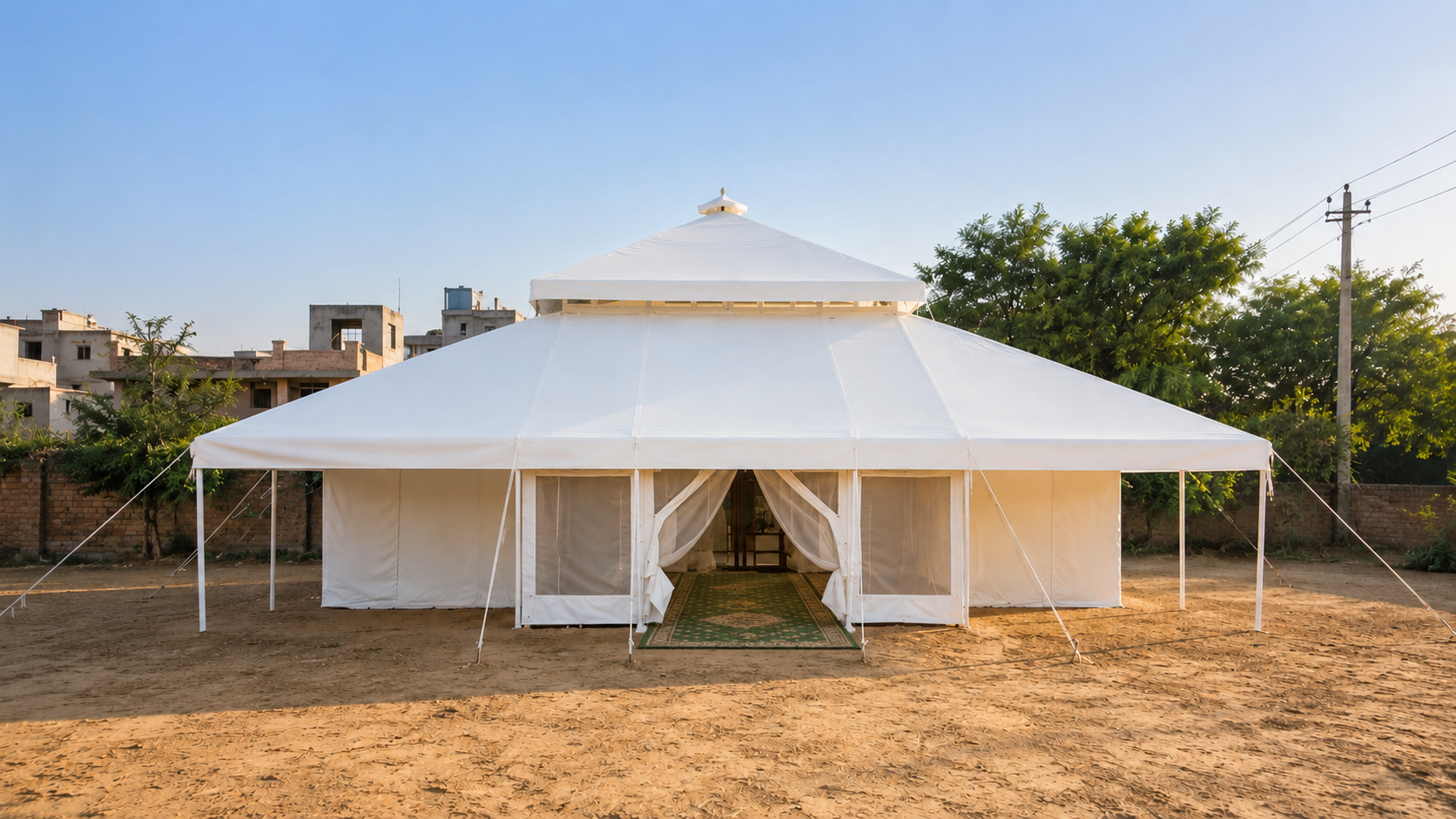 Premium white Mughal tent for events and export